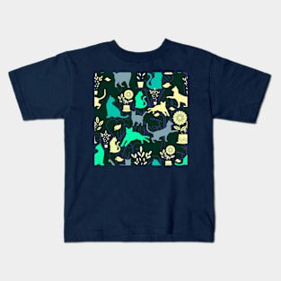 Cats and Houseplants peacock Kids T-Shirt